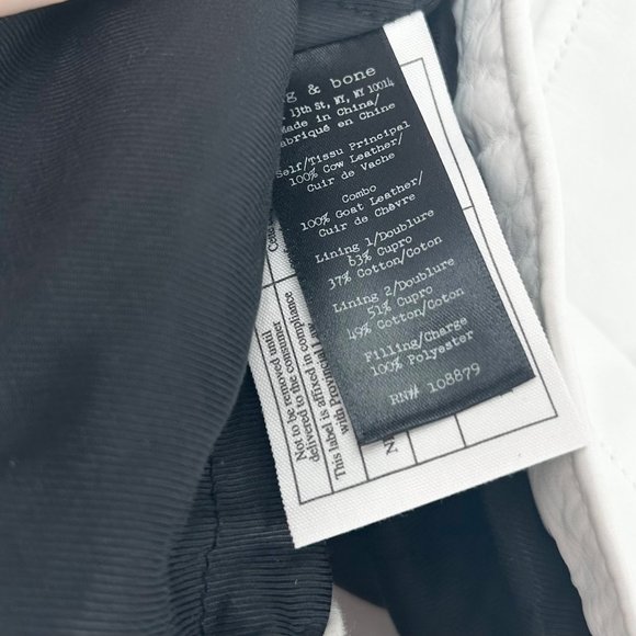 rag & bone White Leather Moto Biker Jacket - Picture 6 of 13